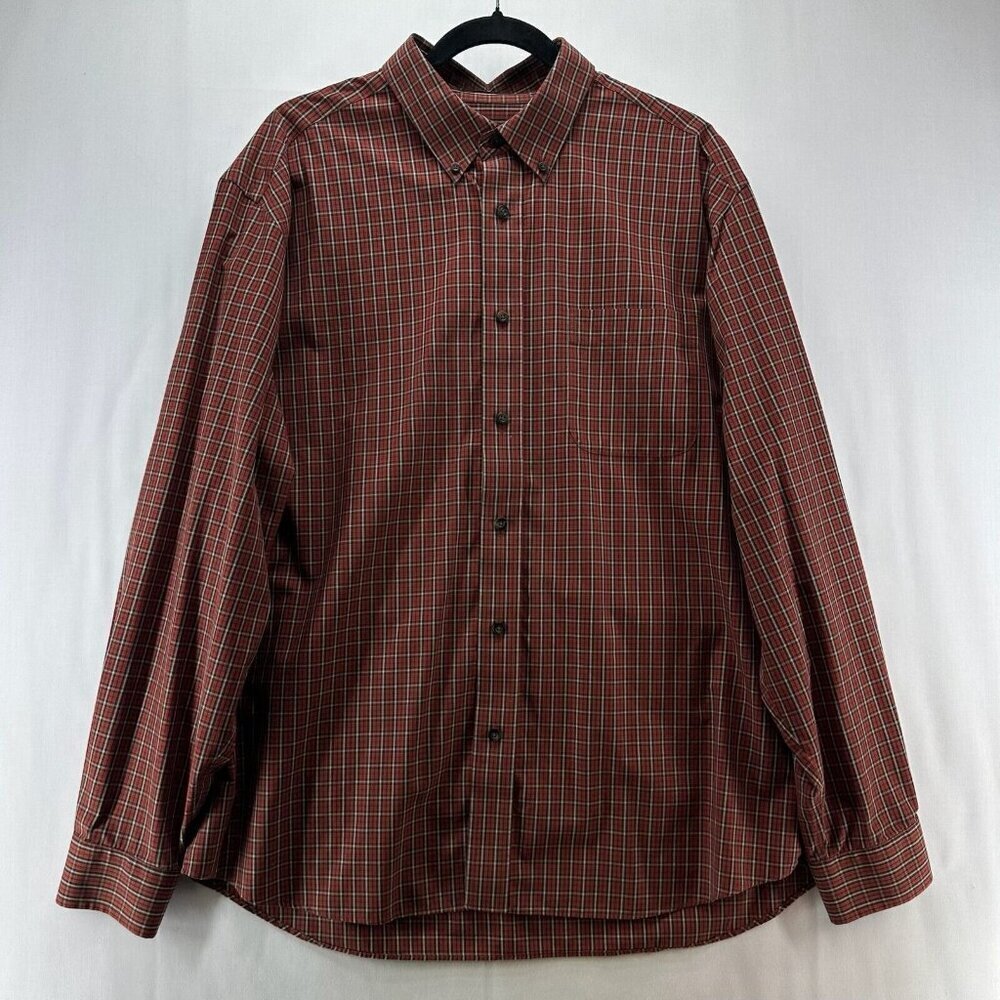 Eddie Bauer Shirt Men Size L Wrinkle Resistant Button Down Long Sleeve Brown